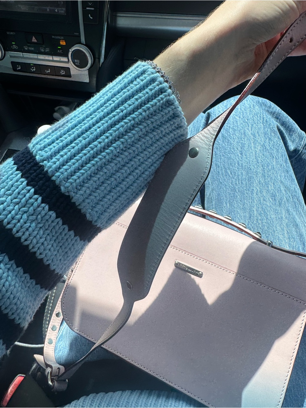 Women’s Pale Pink Leather Shoulder Bag with Silver Hardware - Rebecca Minkoff - Picture 4 of 4